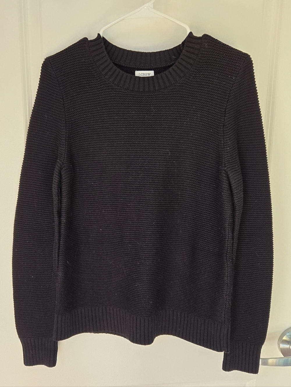 J. Crew Factory Black Textured Crewneck Sweater Sz S